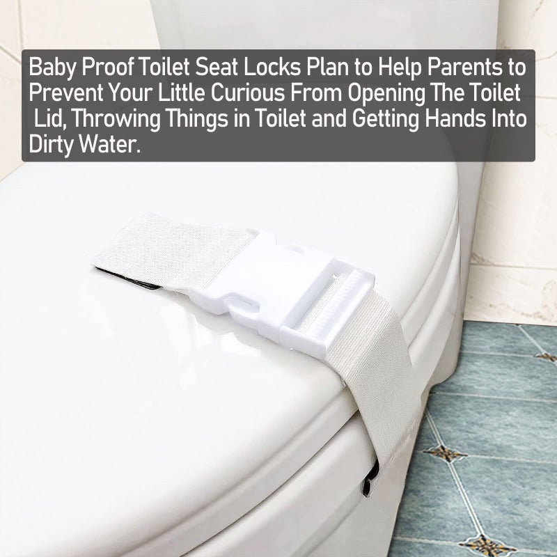 FresherAcc Toilet Locks Baby Proof Child Toddlers, [2 Packs] Sturdy Safety Toilet Lid Seat Proofer Lock for Kids Pets Dog, Easy Installation and Fit Most Toilets Bathroom (White) - Image 2